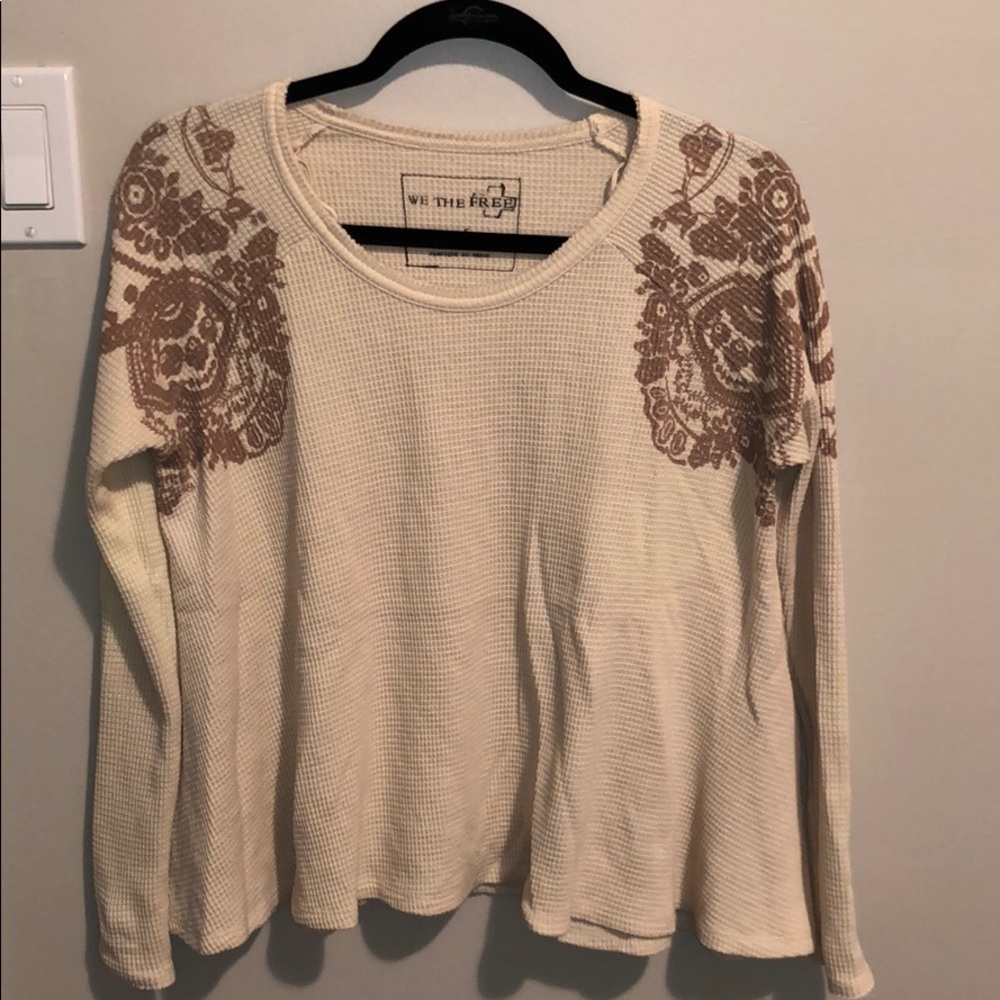 Free people waffle knit sweater top - Picture 1 of 3
